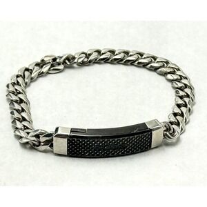 BOSS Hugo Boss Stainless Steel Curb Link ID Bracelet 8" Silver Tone Men's
